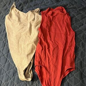 Free People Red and grey Bodysuits